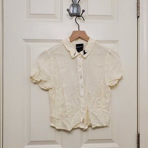 Harry Potter Top - Cream Button Down with Embroidered Collar Accents